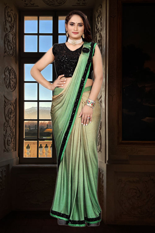 Pista Green Ready-Pleated Saree with Lycra