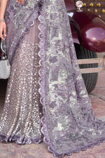 Light Purple Imported & Net Saree With Blouse Piece