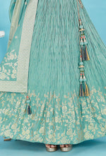  Sea Green Embroidered Silk Lehenga Choli