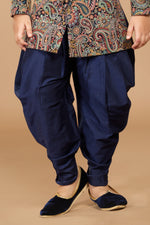  Multicolor Kurta Dhoti Set In Silk With Ikkat Print For Boys