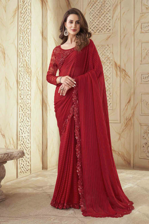 Rust Colour Selfie Silk Saree