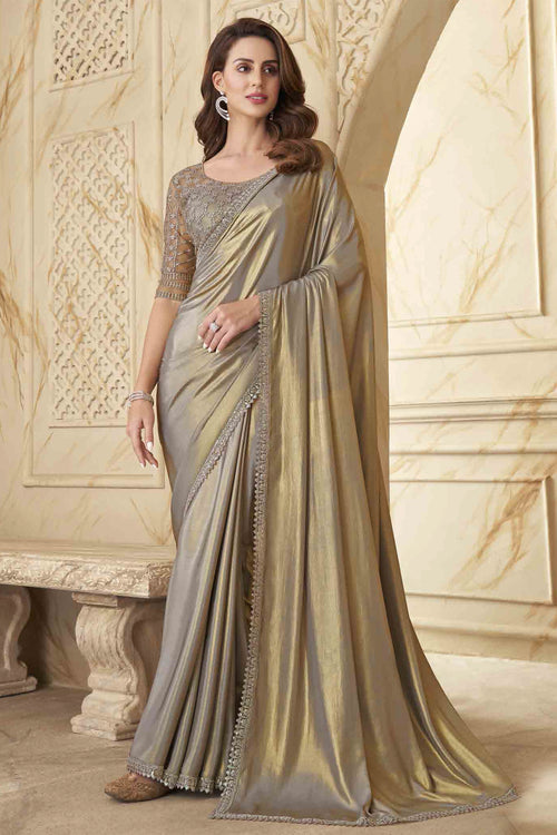 Golden Shimmer Silk Saree