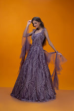 Lavender Gown with Sequins Embroidery