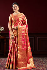 Royal Pink & Gold Banarasi Paper Tissue Silk Saree