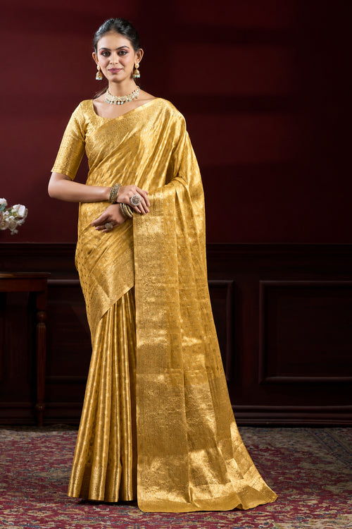 Royal Golden Banarasi Paper Tissue Silk Saree