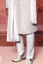 Off White Embroiderd Sherwani For Wedding Mens