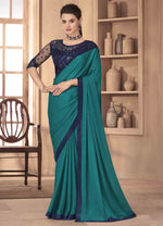 Rama Soft Touch Silk Saree With Embroidery & Sequence Work Border And Embroidery & Sequence Work Blouse Piece