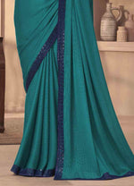 Rama Soft Touch Silk Saree With Embroidery & Sequence Work Border And Embroidery & Sequence Work Blouse Piece
