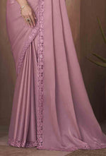 Light Pink Karishma Silk Saree With Embroidery & Sequence Work Border And Net Work Blouse Piece