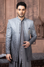 Grey Shaded Color Men Indowestern In Art Silk Fabric For Men