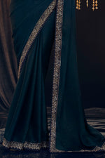 Navy Blue Wedding Wear Georgette Zari Shimmer Silk Saree