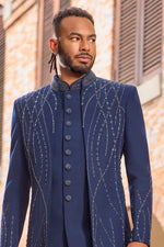 Luxury Blue Indo-Western Featuring Cutdana and Moti Embroidery