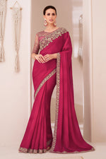 Red Cherry Silk Pattern Saree With Chiffon Silk Blouse