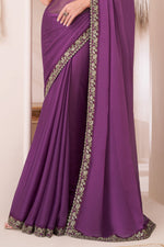 Purple Rich Feel Gergette Chiffon Saree With Banglori Silk Blouse