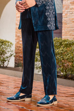 Regal Rama Blue Velvet Indo Western with Stone Work For Mens