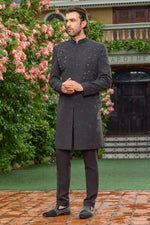 Black Art Silk Sequin Indo-Western Party & Wedding Wear