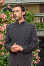 Black Art Silk Sequin Indo-Western Party & Wedding Wear