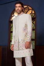 Ivory Jodhpuri with Pastel Bloom Embroidery For Men