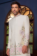 Ivory Jodhpuri with Pastel Bloom Embroidery For Men