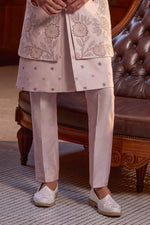 Onion Pink Art Silk Resham Work Indo Western Jacket For Men