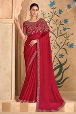 Red Georgette Saree with Designer Red Banglori Work Blouse