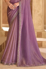 Lavender Tissue Saree With Pastel Embroidery