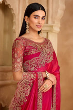 Pink Satin Saree With Intricate Embroidery