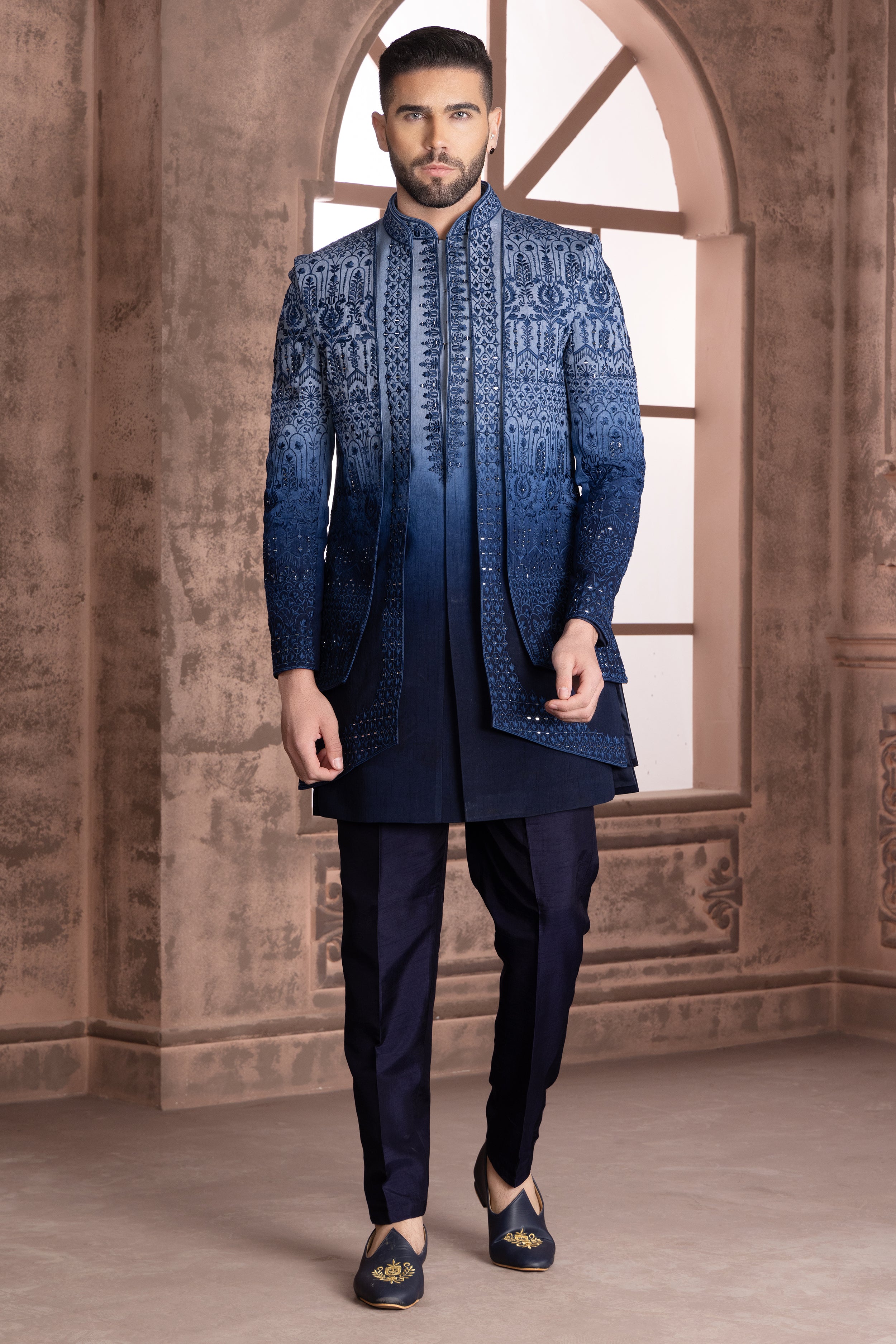 Embroidery Indo Western Wedding Dress For Male Engagement Dress