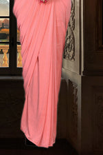 Peach Pink Ready-Pleated Saree with Lycra