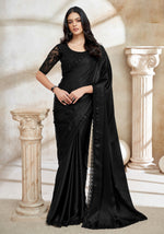 Black Organza Embroidered Contemporary Saree