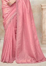 Pink Crush Embroidered Chiffon Silk Designer Saree