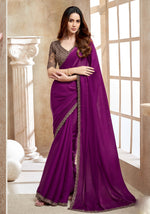 Plum Purple Tissue Silk Saree With Sequins Work