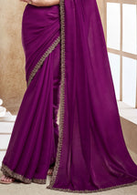 Plum Purple Tissue Silk Saree With Sequins Work