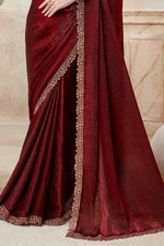 Mystic Maroon Beautiful Border Fancy Fabric Designer Saree