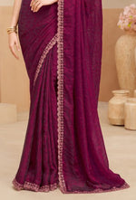 Maroon Fendy Jacquard Silk Saree with Embellished Designer Blouse