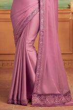 Pink Silk Saree With Embroidery & Sequence Work Border And Embroidery & Sequence Work Blouse Piece