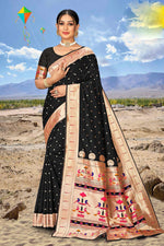 Black Woven Art Silk Saree With Blouse Piece