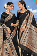 Black Woven Art Silk Saree With Blouse Piece