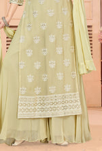 Yellow Chiffon Palazzo Suit With Dupatta