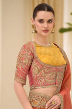 Brown Dual Shade Silk Saree with Brocade Blouse