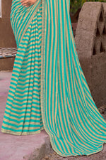 Sea Green Leheriya Printed Chiffon Saree