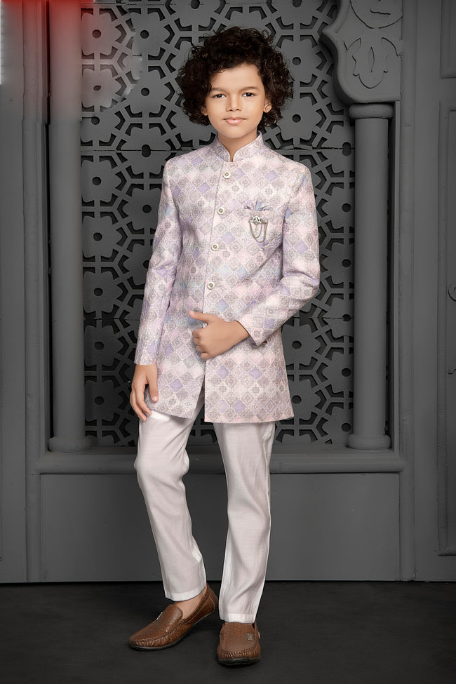 Bright Pink Semi-Indowestern for Boys