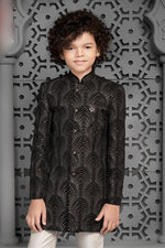 Black Thread Embroidered Indowestern Set For Boys