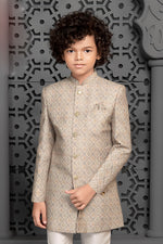 Off-White Festive Wear Semi-Indowestern For Boys