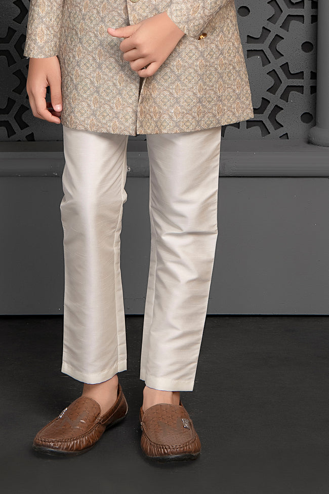 Off-White Festive Wear Semi-Indowestern For Boys