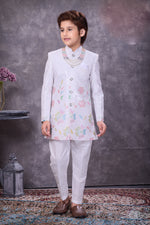 Elegant White Indo-Western Set with Multi-Color Design Work