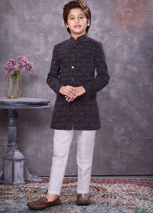 Black silk indowestern for receptions