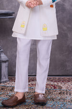 Cream Thread Embroidered Indowestern Set For Wedding