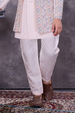 Soft Pink jacquard ornate jacket indowestern