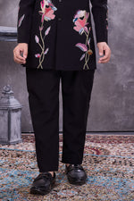 Black jacquard Stone Detailed indowestern Set